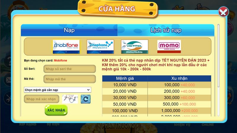 Hướng dẫn nạp tiền siêu nhanh chóng Game Bắn Cá Thần Tài