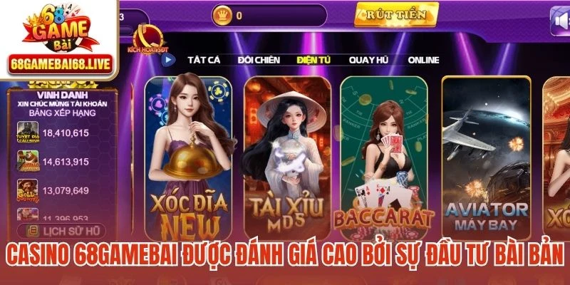 Casino 68gamebai được đánh giá cao bởi sự đầu tư bài bản, hệ thống chất lượng