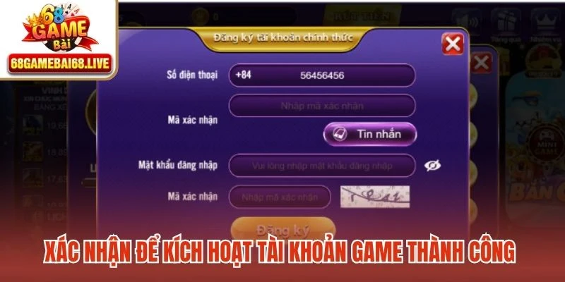 Xác nhận để kích hoạt tài khoản game thành công